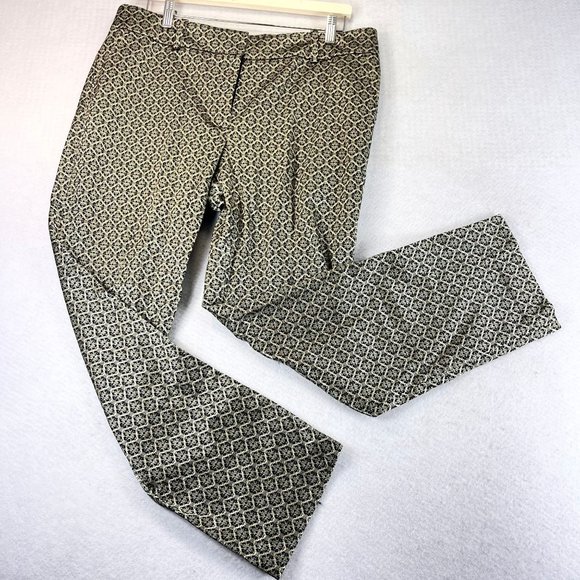 NWT ANN TAYLOR Factory Signature Womens 12 Gold Metallic Straight Ankle Pants - Picture 1 of 10